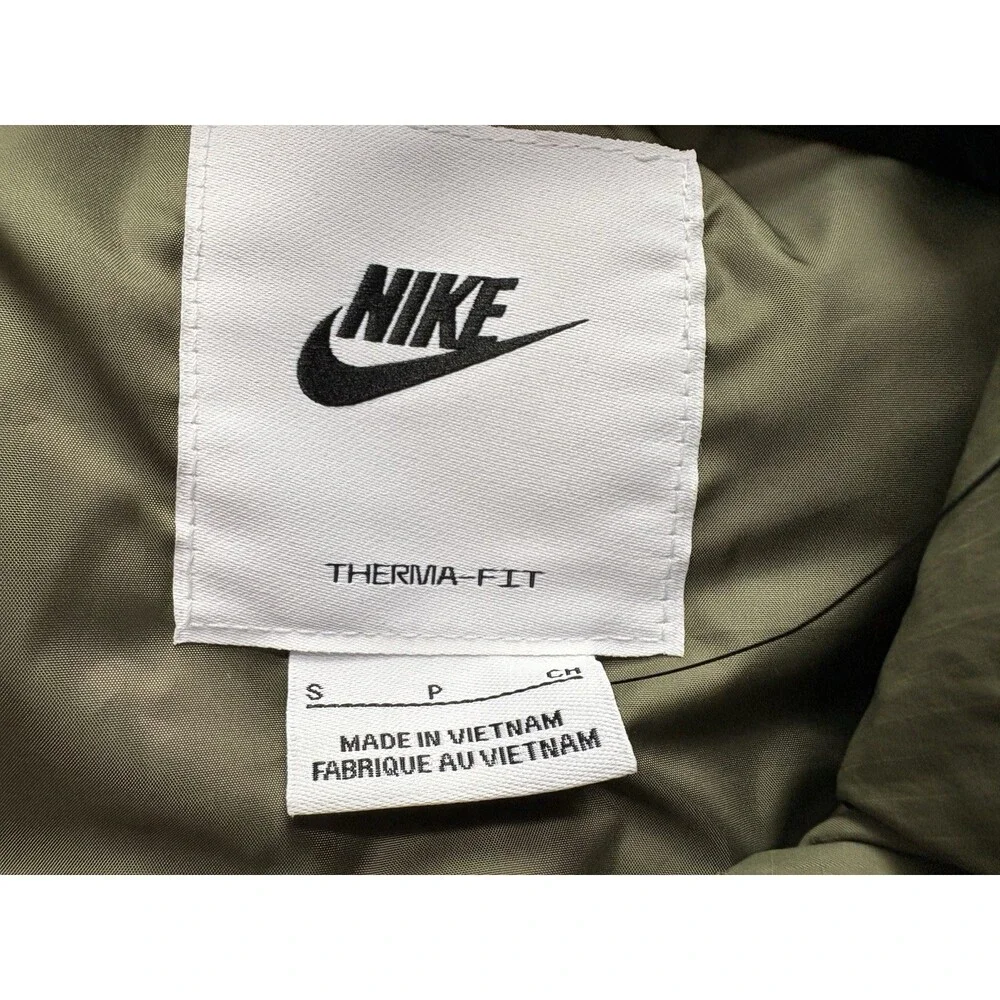 Nike Swoosh Therma Fit Down Vest Olive Green Black Women’s Sz Small IH3980-222